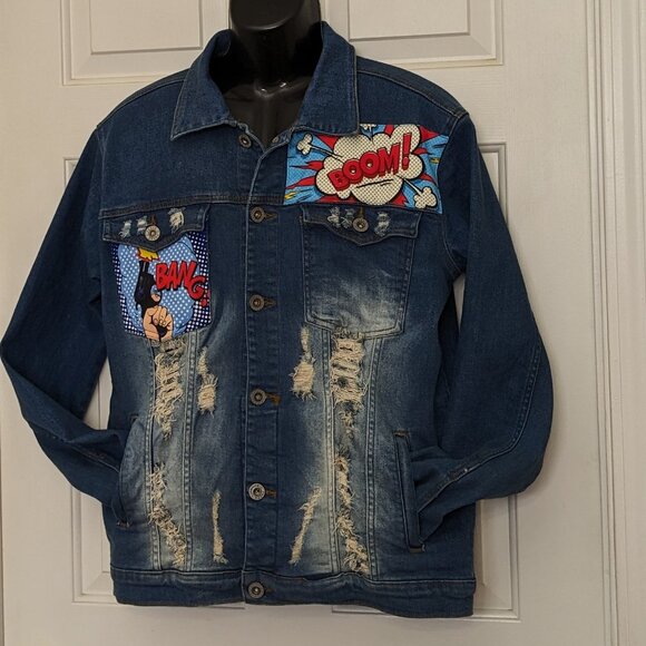 Focus Other - Vintage Y2K Focus Men's Denim  Comic  Jacket Size XL Blue